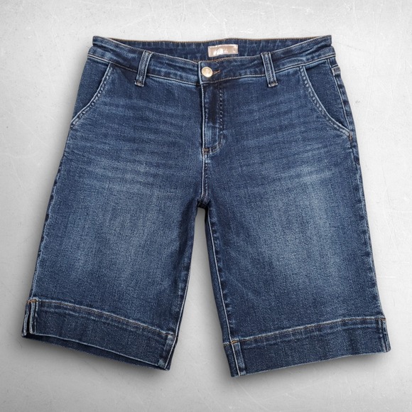 Kut from the Kloth Pants - KUT from the Kloth Natalie Bermuda Shorts Women 12 Blue Stretch Denim Slits